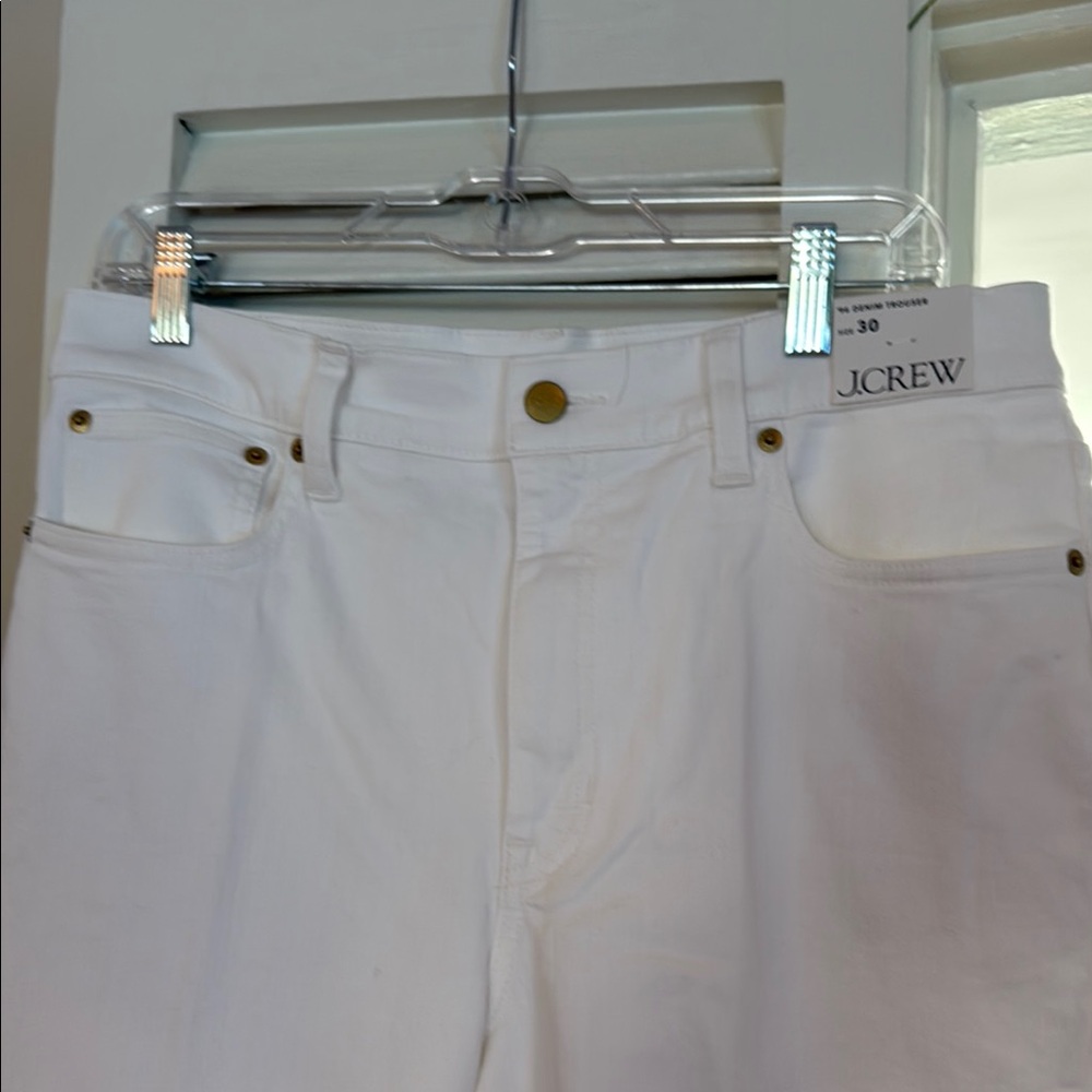 J. Crew Ivory Denim with Gold Accents
